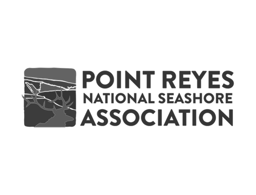 Logo of Point Reyes National Seashore Association with a stylized illustration of trees and a coastline.