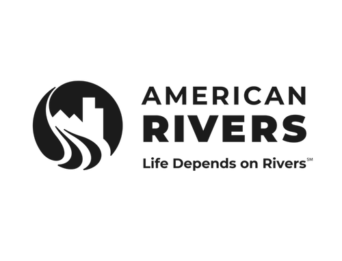 American Rivers logo with a circular emblem featuring a skyline and flowing river.