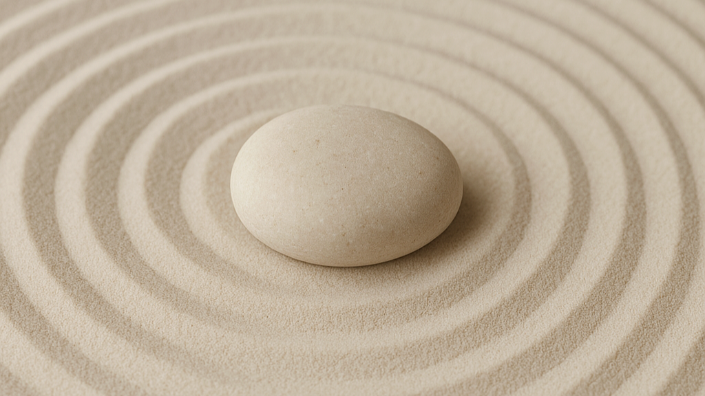 rock in zen garden sand