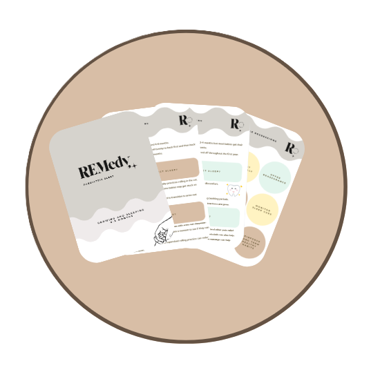 Three informational pamphlets about Remedies, a skincare product, displayed on a round beige surface.