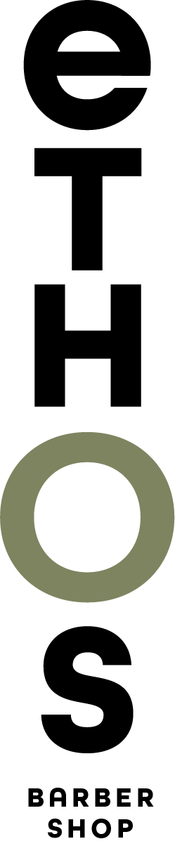Ethos Barbershop vertical logo.