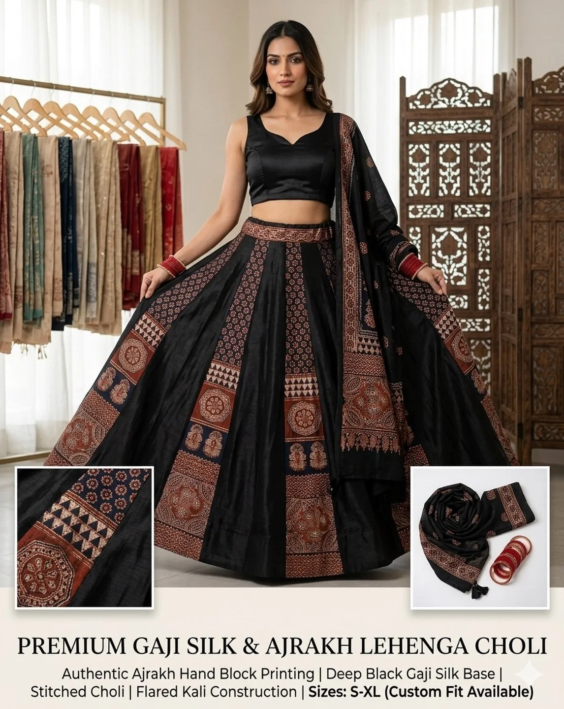 Our Block printing Gaji silk Chaniya Choli ❤️❤️

#chaniyacholicollection #navratri2026 #akaarboutique #fashiondesigner