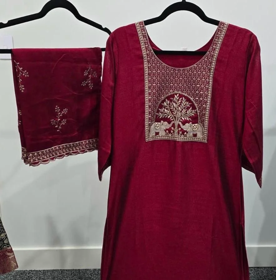 Salwar suit with embroidered dupatta
