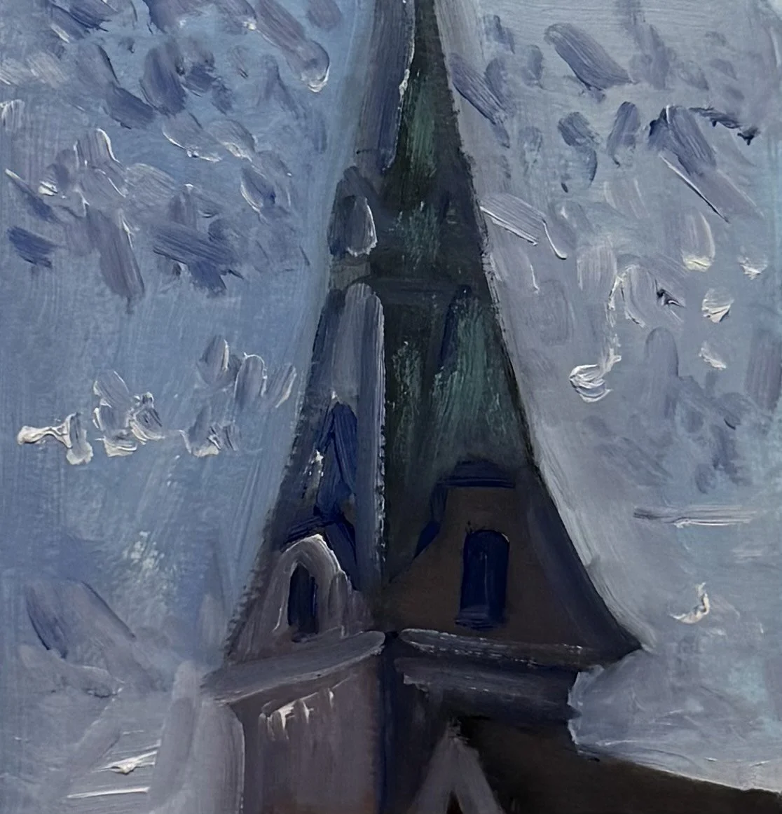 "Windy Spire" oil on paper