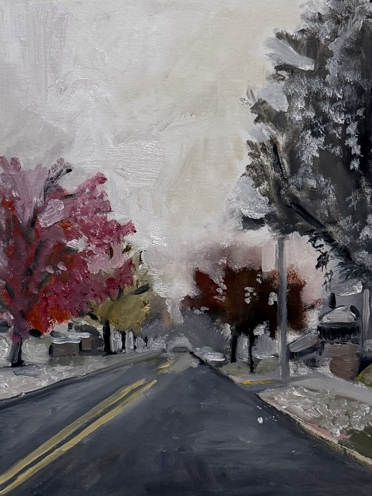 "First Snow of 2025" 8x10 oil on panel