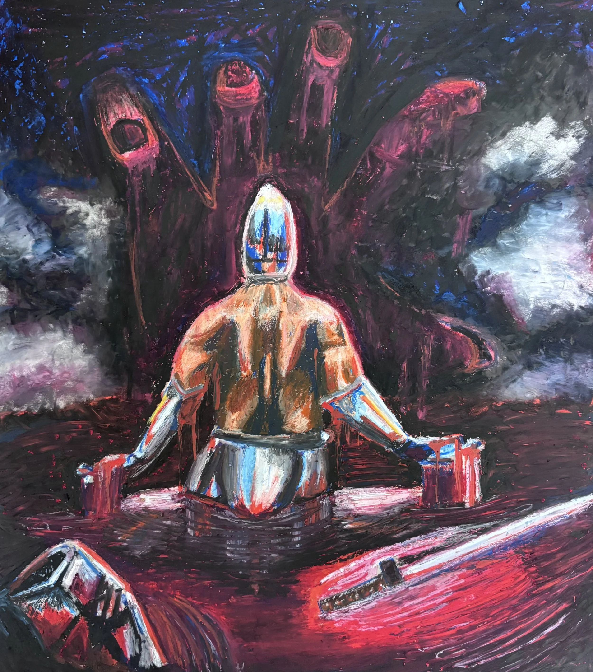 "Fear of the Dark" 22x22 mixed media on paper