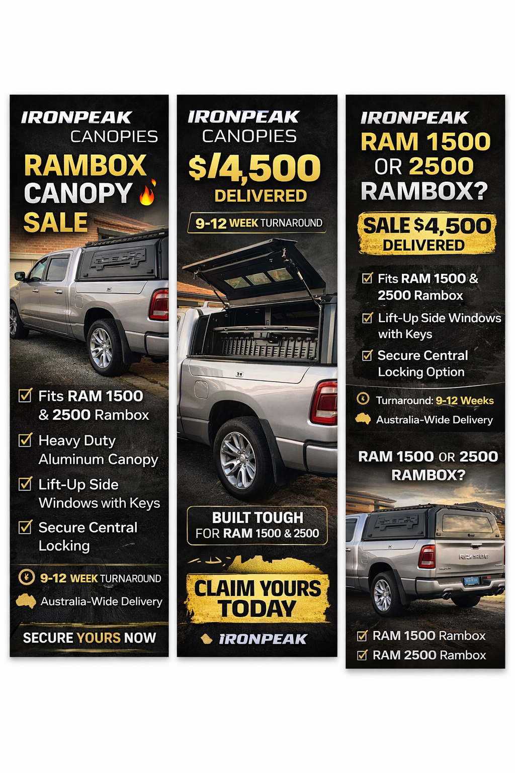 IronPeak Aluminium Canopy RAM BOXES ( All models )