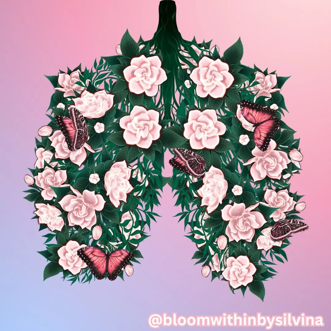 BloomWithinBySilvina floral lungs art symbolizing healing and growth