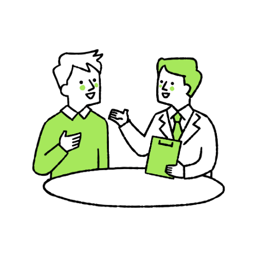 職人とお客様が打合せをしているイラスト