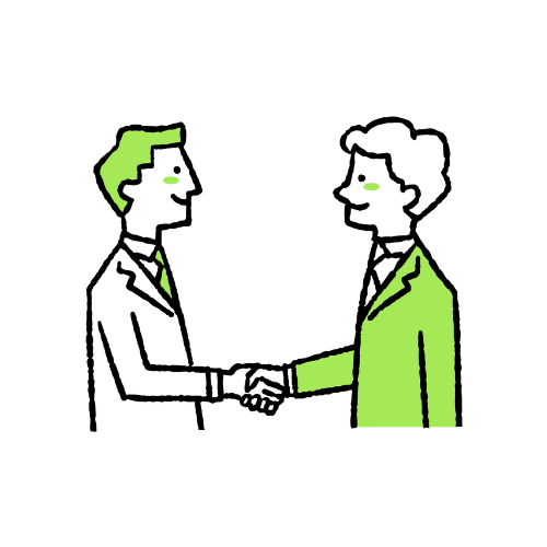 職人とお客様が握手をしているイラスト