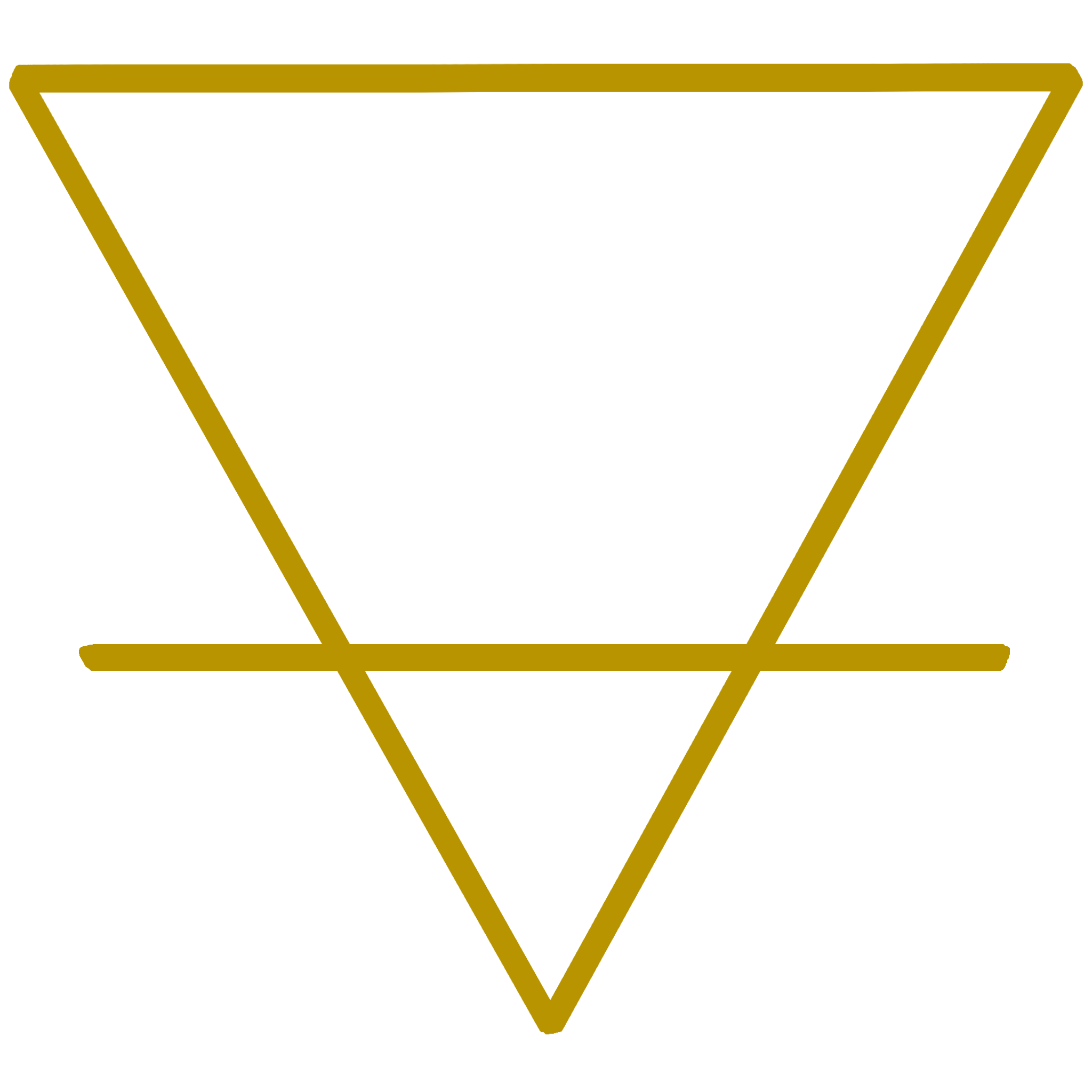 A golden down-pointing triangle with a horizontal line through the bottom tip.