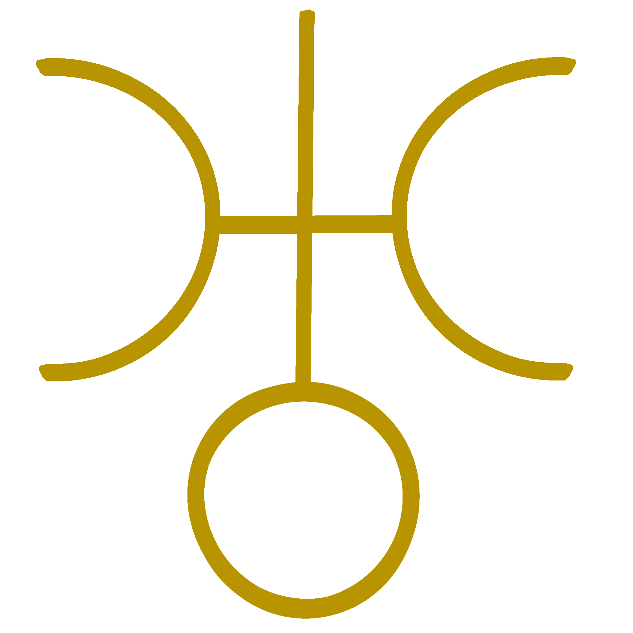 A golden symbol representing the Uranus glyph used in astrology.