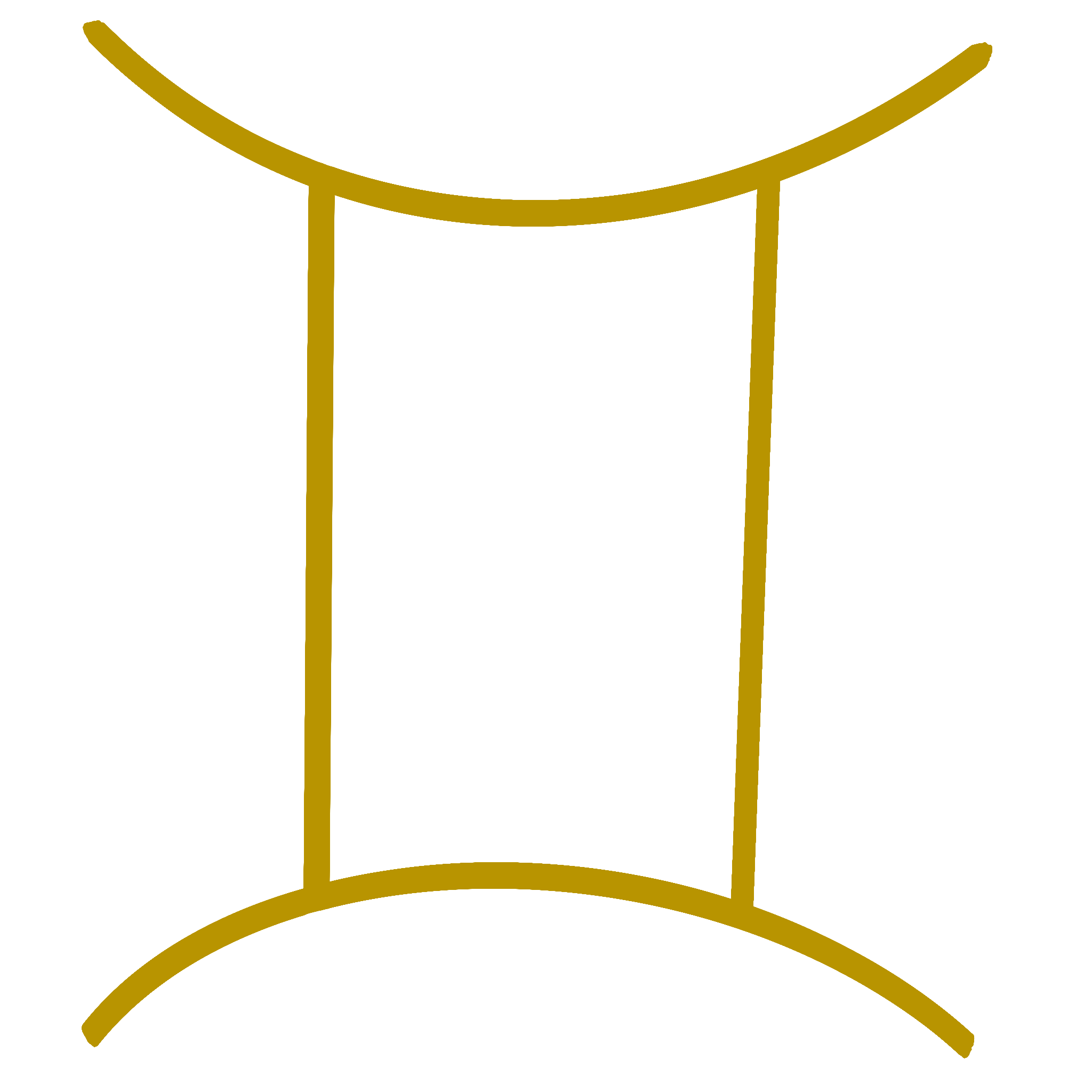 A golden symbol representing the Gemini glyph used in astrology.