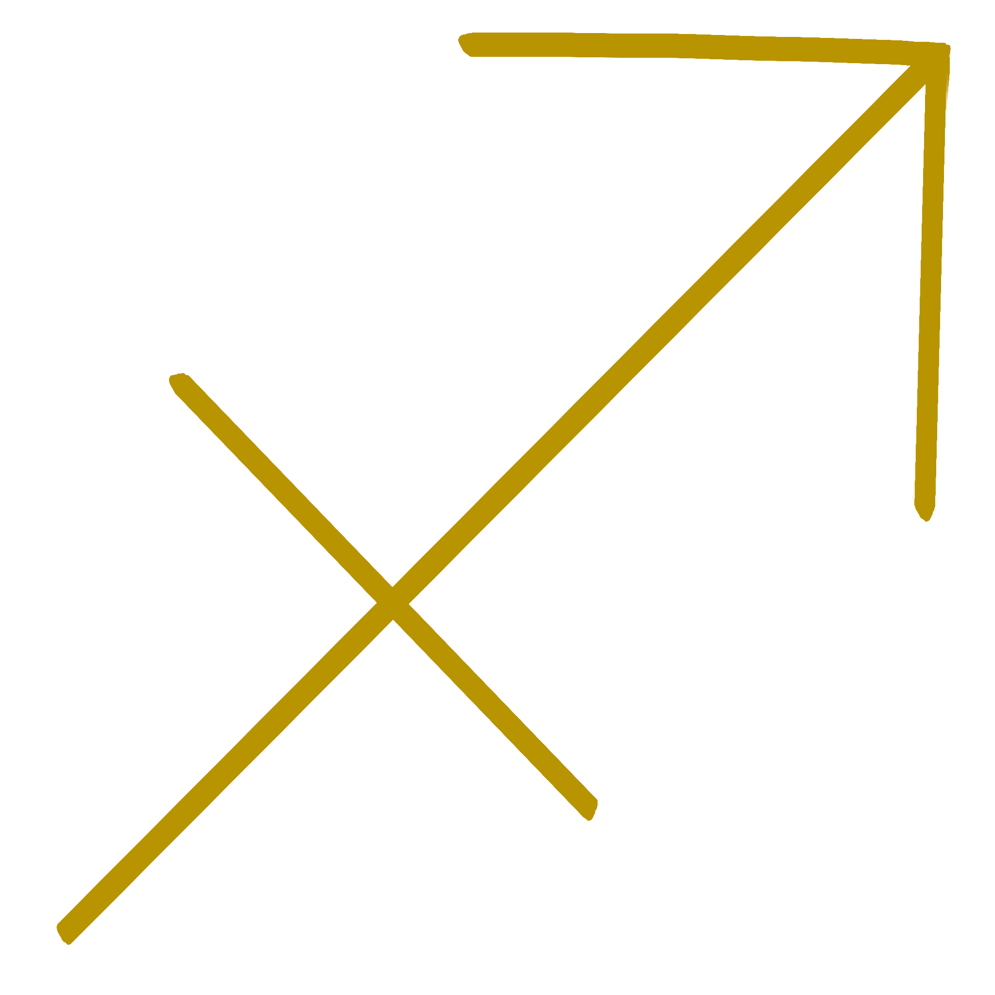 A golden symbol representing the Sagittarius glyph used in astrology.