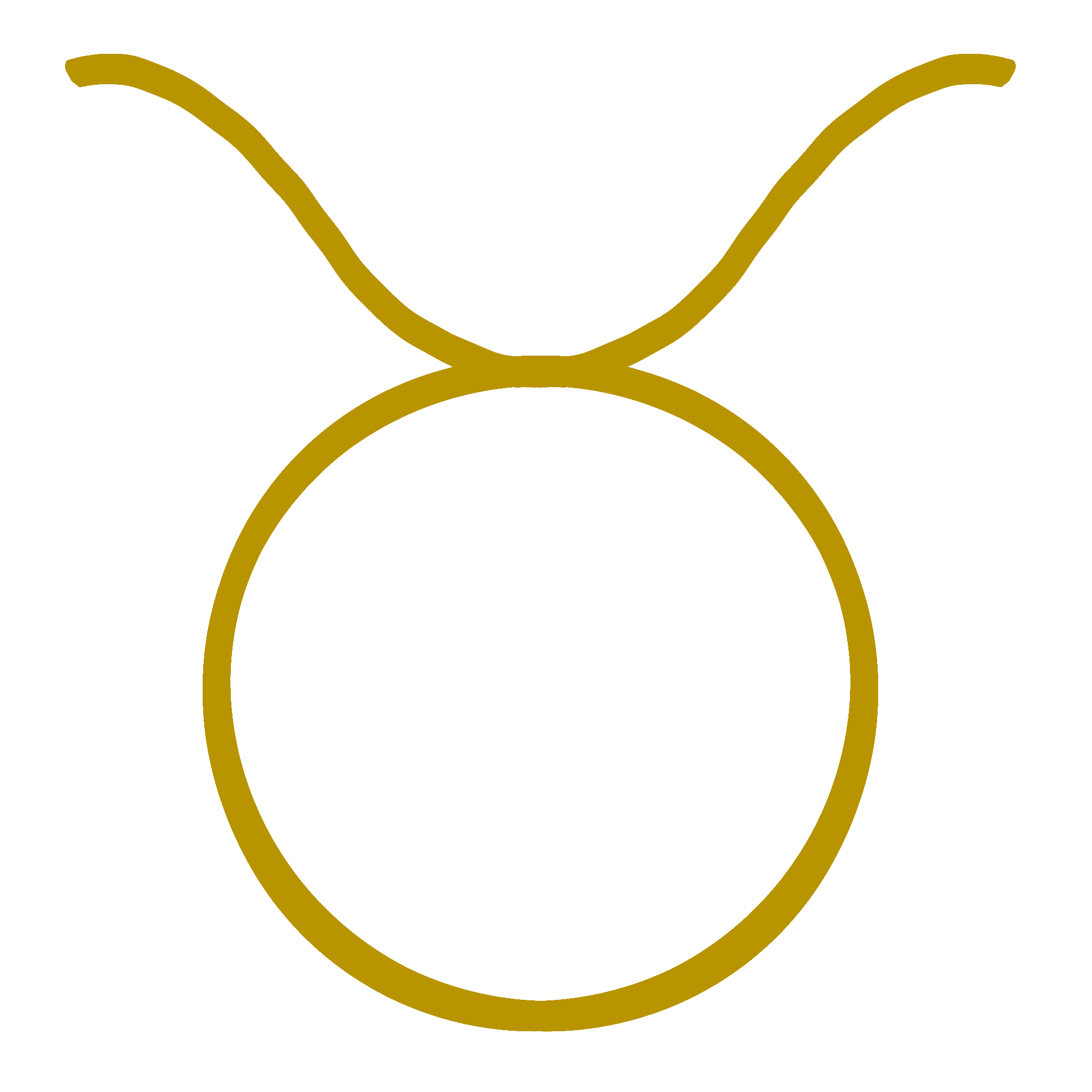 A golden symbol representing the Taurus glyph used in astrology.