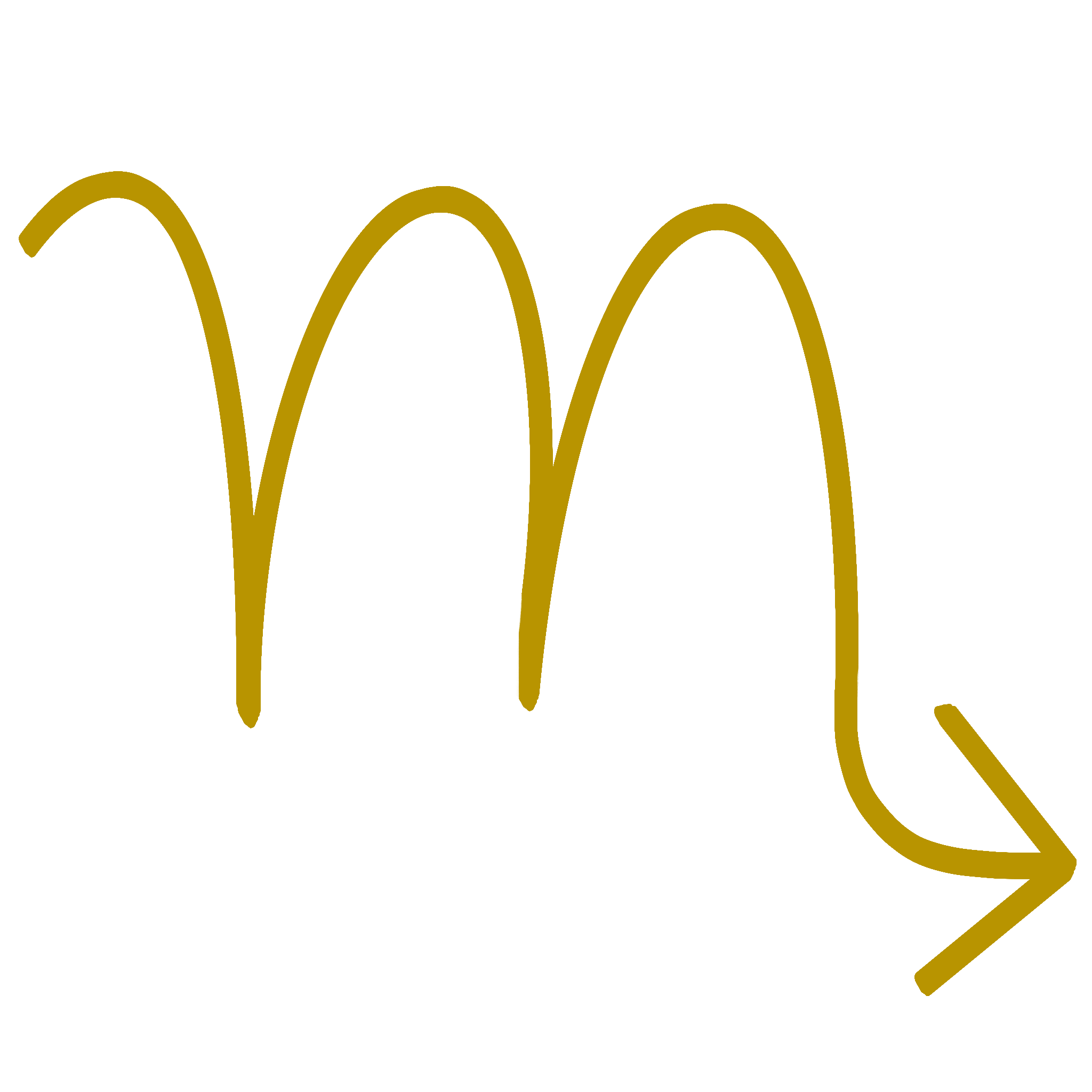 A golden symbol representing the Scorpio glyph used in astrology.