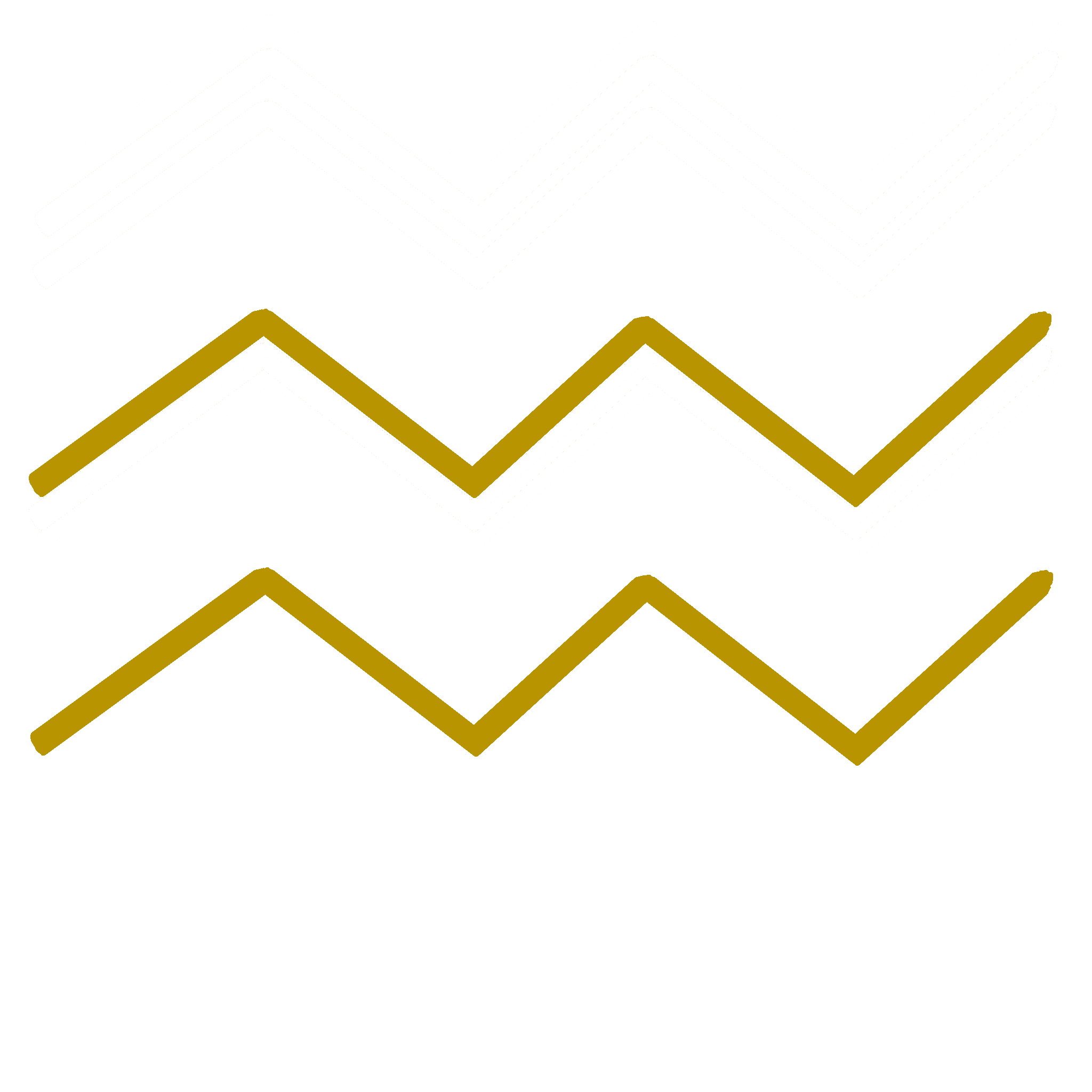 A golden symbol representing the Aquarius glyph used in astrology. Two wavy horizontal lines, one under the other.