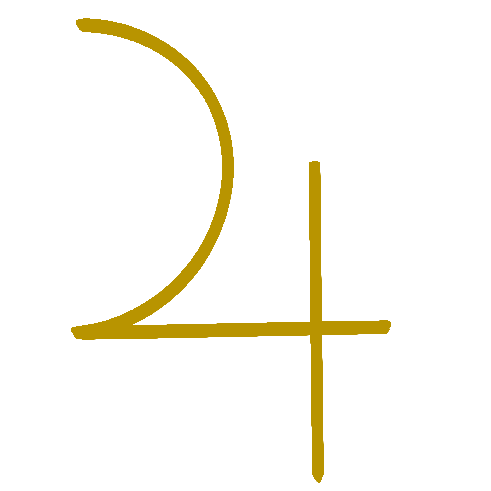 A golden symbol representing the Jupiter glyph used in astrology.
