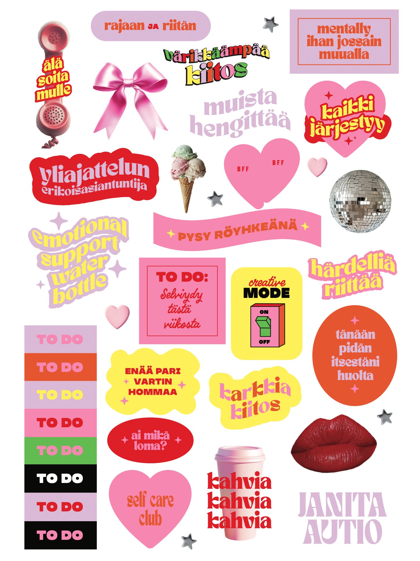 Värikkäämpää kiitos! -tarra-arkki