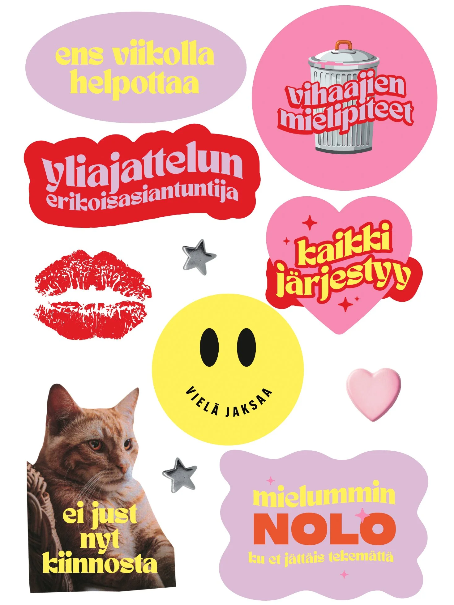 Ens viikolla helpottaa! -tarra-arkki