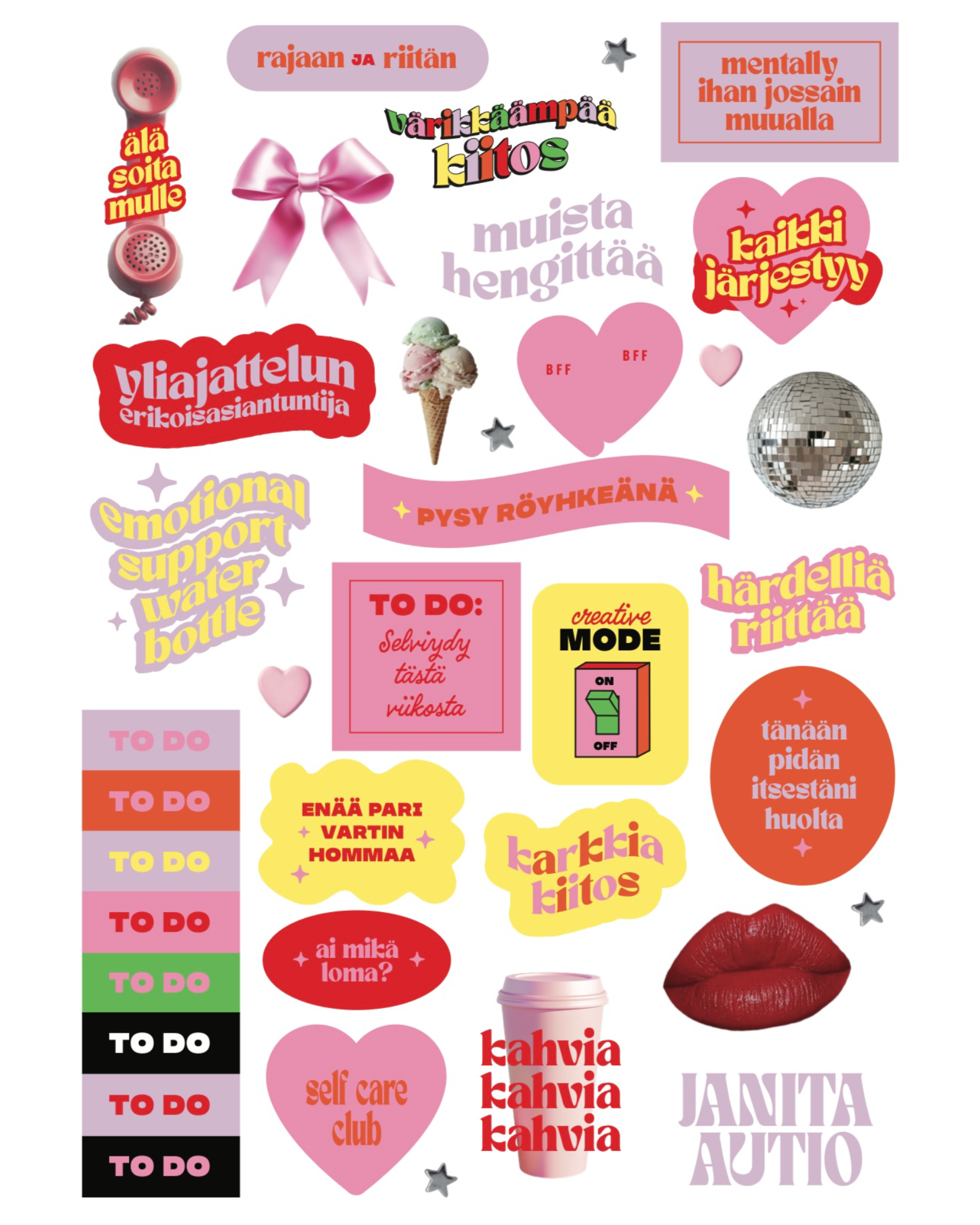 Värikkäämpää kiitos! -tarra-arkki