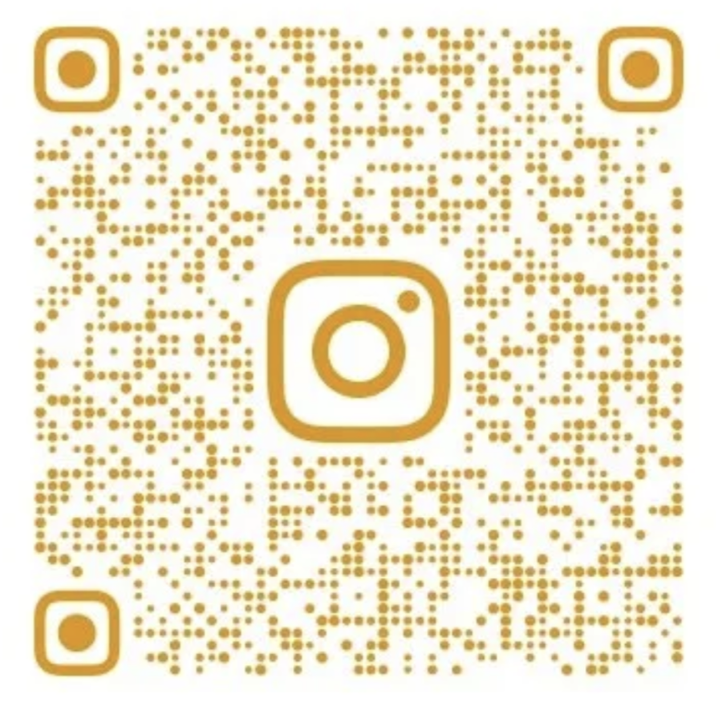 Instagram QR code in gold and white colors.