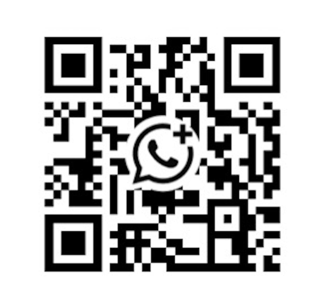 QR code with WhatsApp logo in center.