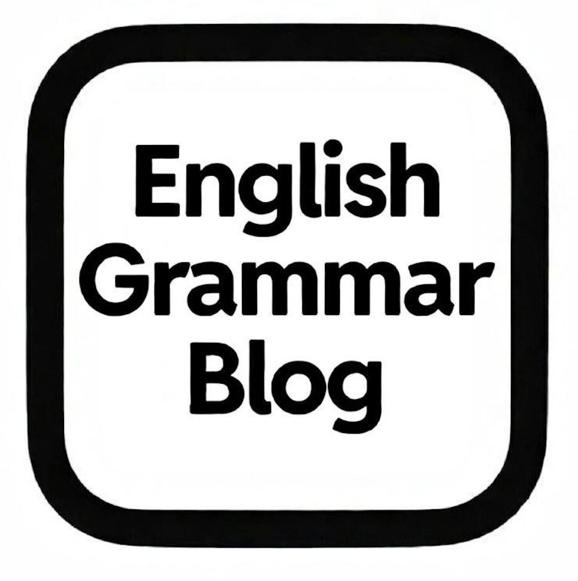 Logo for English Grammar Blog, featuring black text inside a rounded square border.