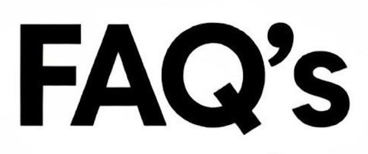 The image displays the text 'FAQ'S' in bold black letters on a white background.
