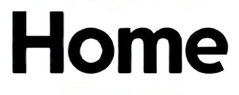 The word "Home" in large black letters on a white background.
