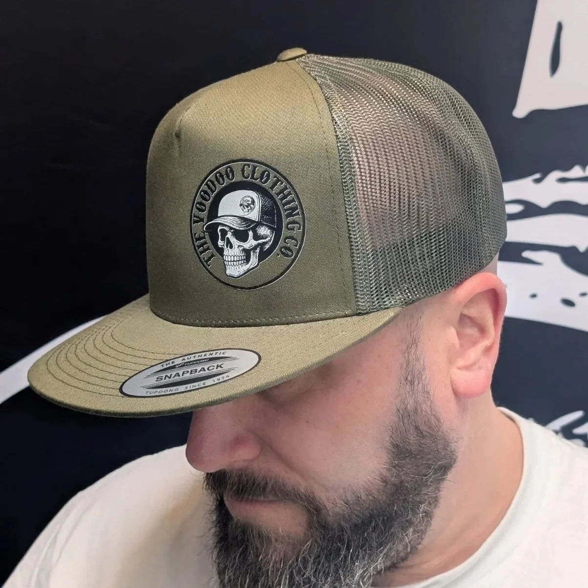 Classic Trucker Cap, Green - VooDoo Clothing Black Logo
