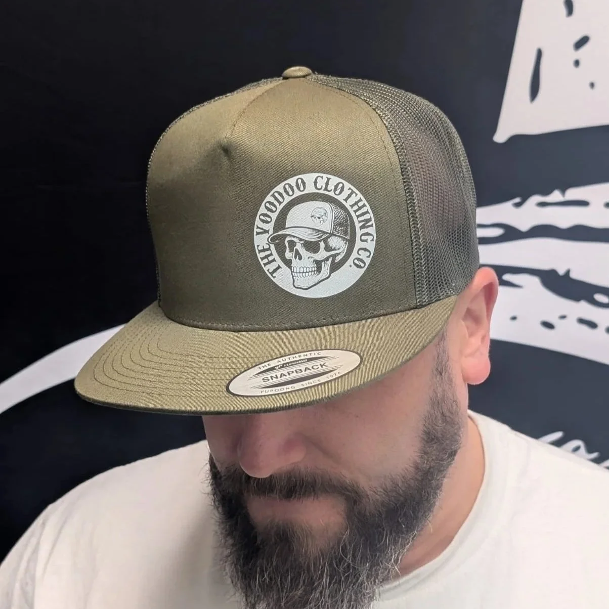 Classic Trucker Cap, Green - VooDoo Clothing White Logo