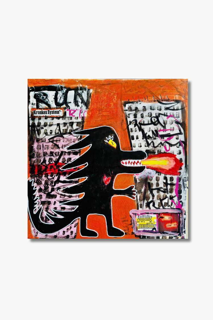 Pit (2025) 60×60cm, Acryl und Edding auf Keilrahmen