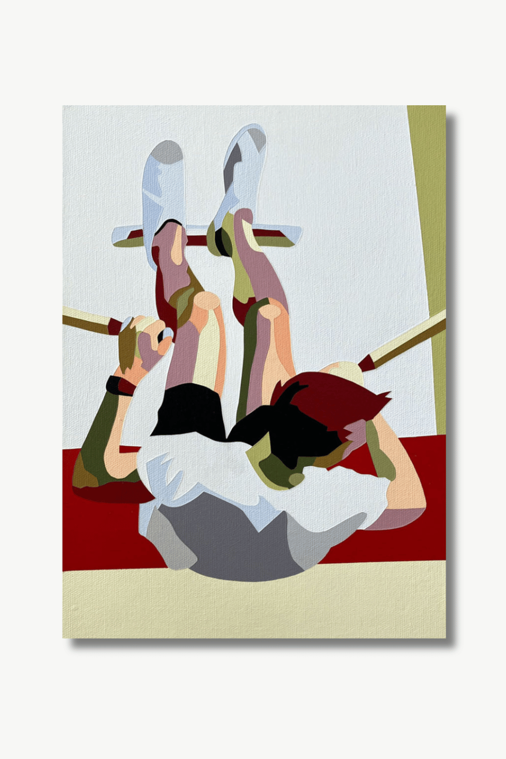 Beim Rudern I (2025) – Hubert Heinrich, 32x23cm, Acrylfarbe auf Leinwand
