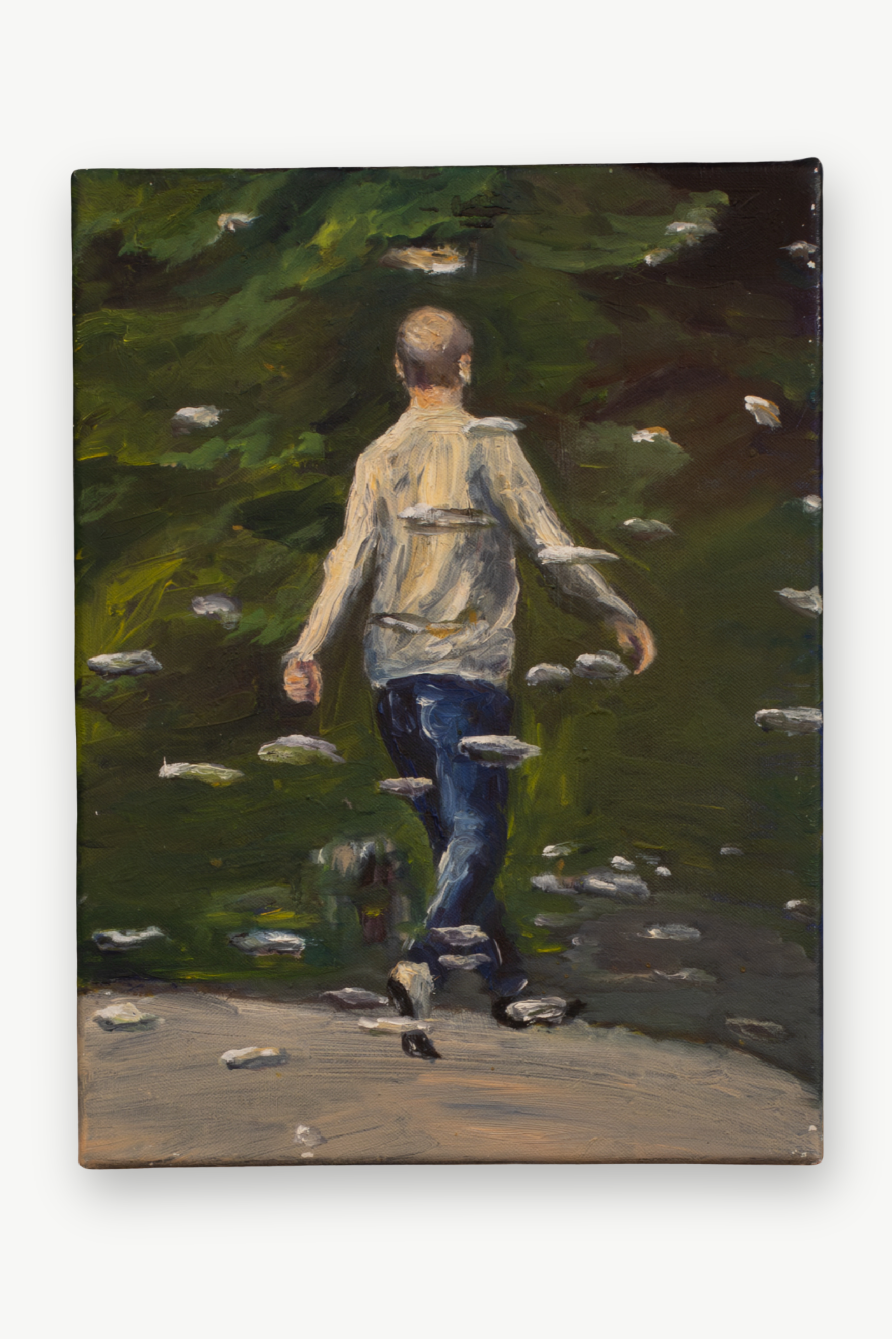 Men walking – Ölmalerei auf Leinwand, 40x30cm