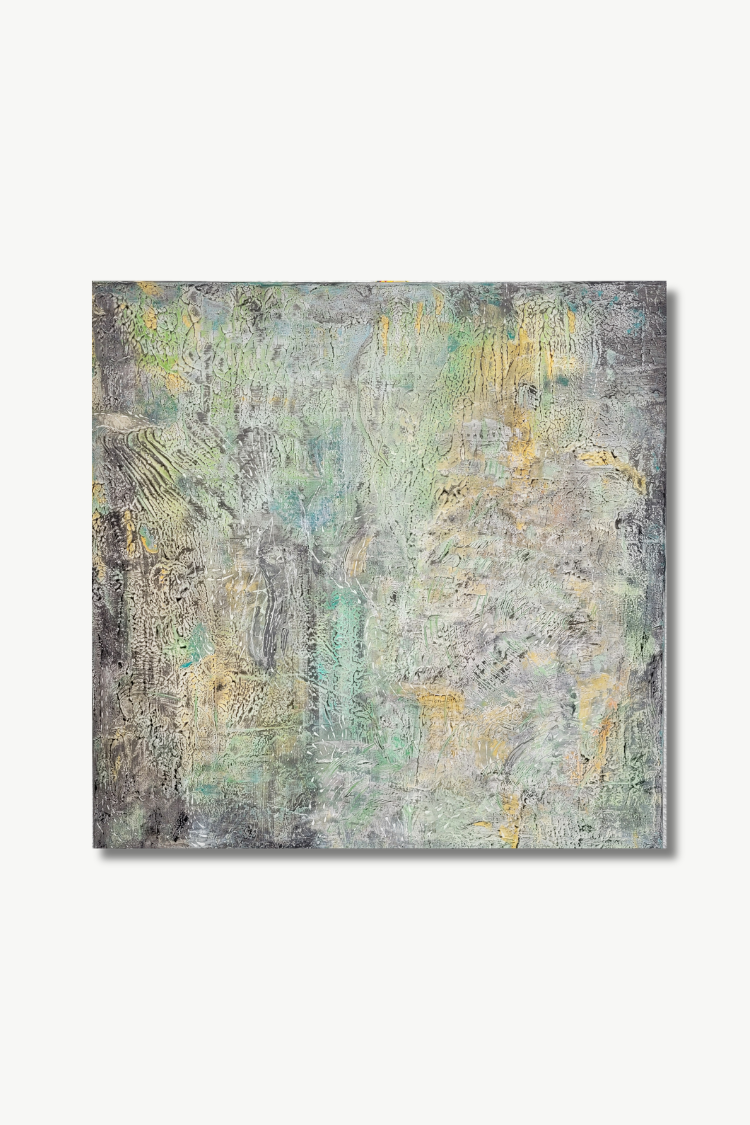 Weathered Memories (2025), 80×80cm, Mischtechnik auf Leinwand