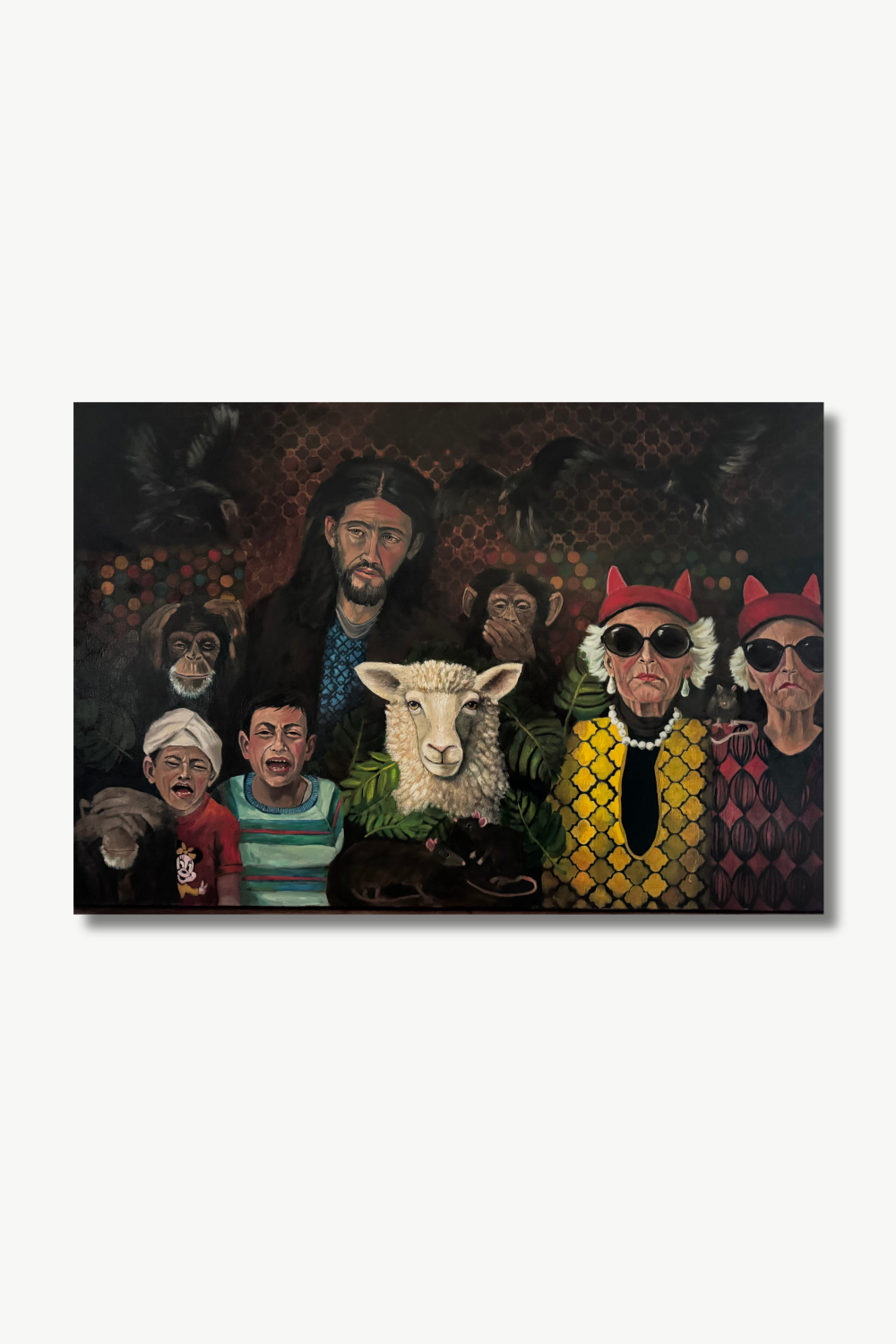 "Nichts sehen, nichts hören, schweigen" 80×120cm, Öl auf Leinwand