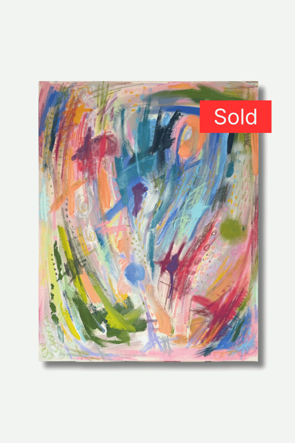 Jana Wohlgemuth – „KESÄ“ 70x90cm, Acryl, Sprühfarbe und Wachsmalstifte auf Leinwand