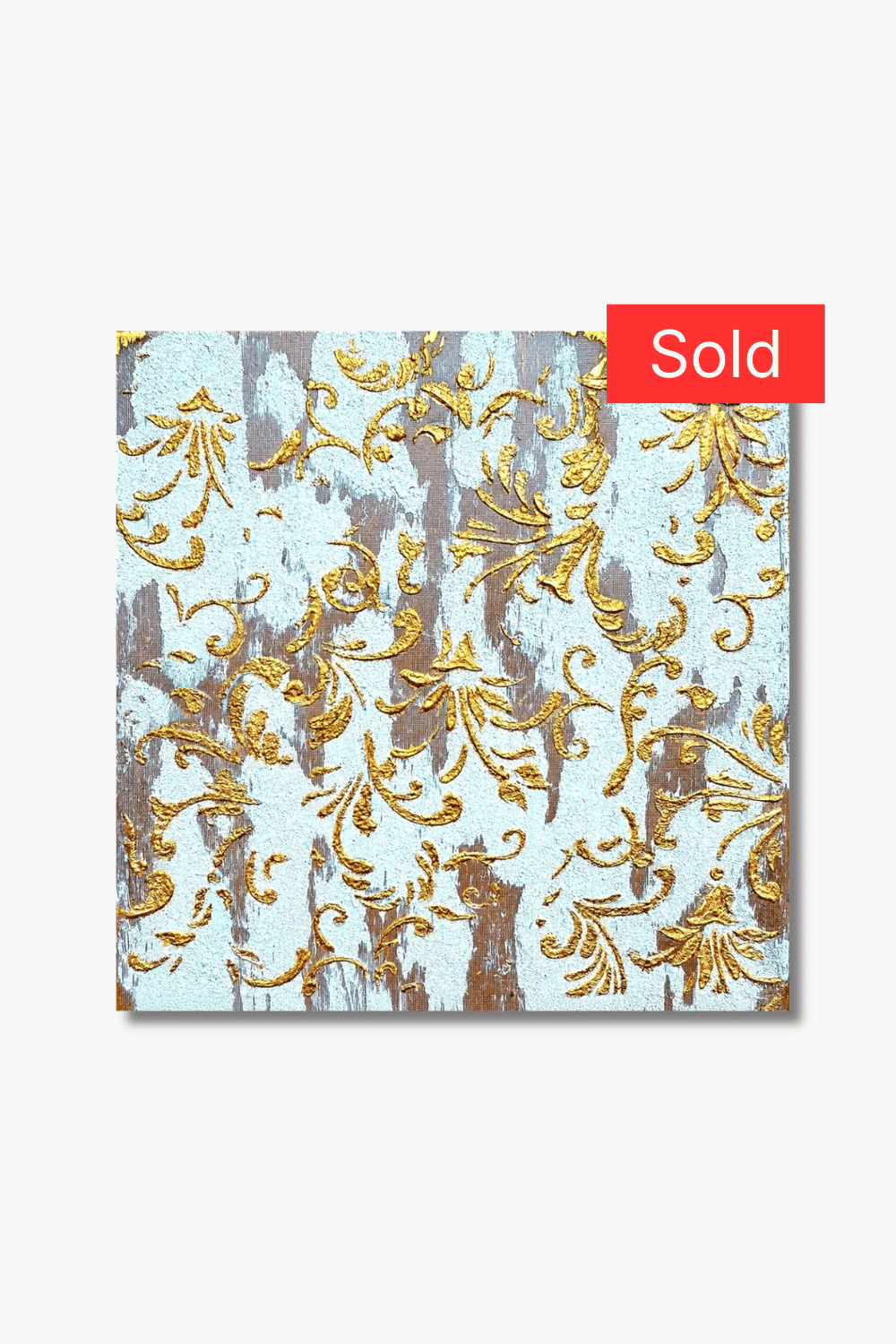Susanne Werner – „Goldene Heiterkeit am Nachmittag", 30x30cm, Acryl & Blattmetall auf Leinwand