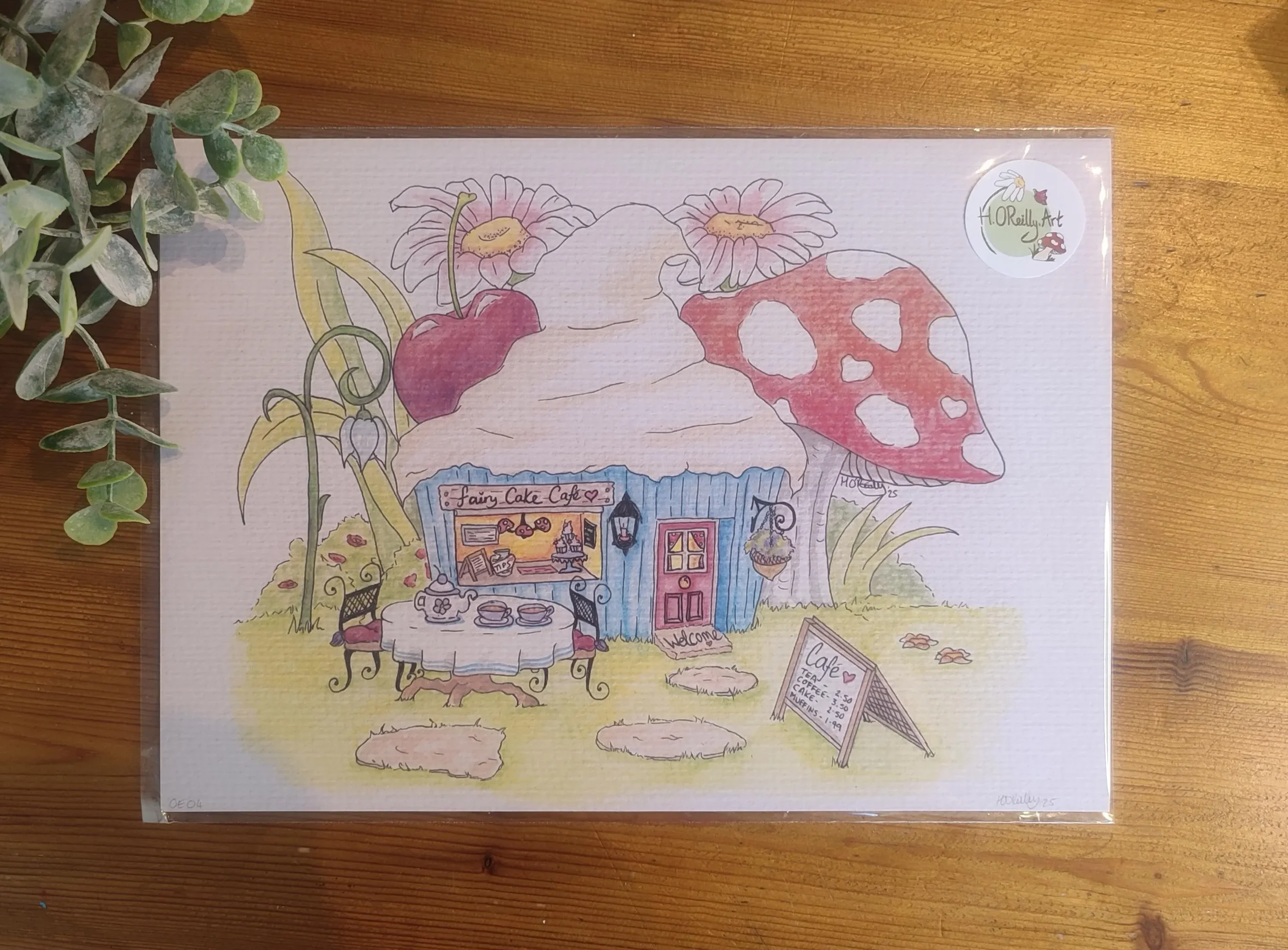 Fairy Cake Cafe Signed A4 Print