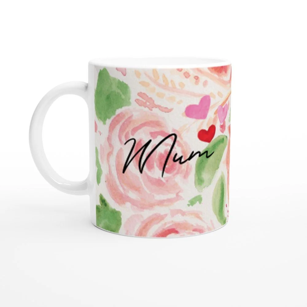 White 11oz Ceramic Mug - Mother's Day Florals