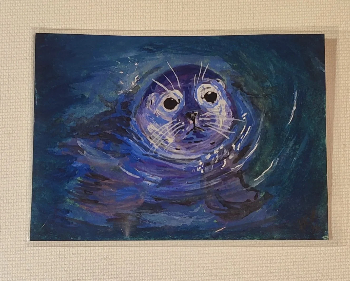 Gouache Seal peeking out of the water