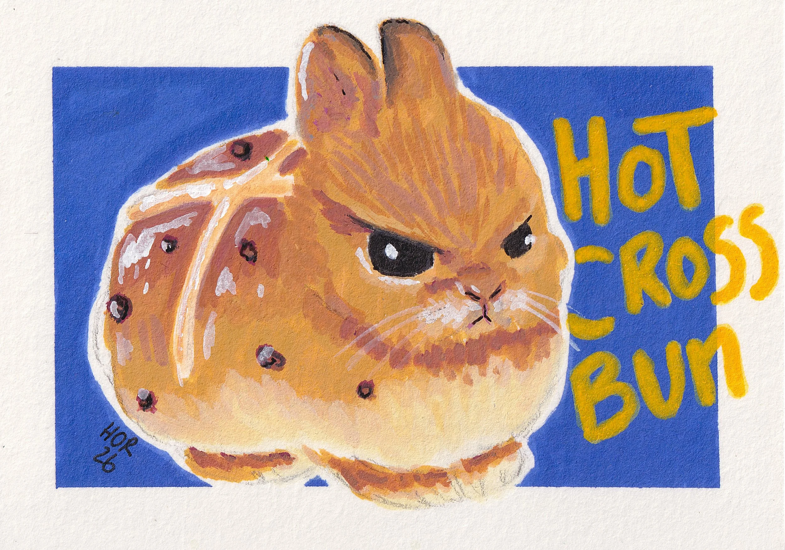 Hot Cross Bun Bunny rabbit funny pun