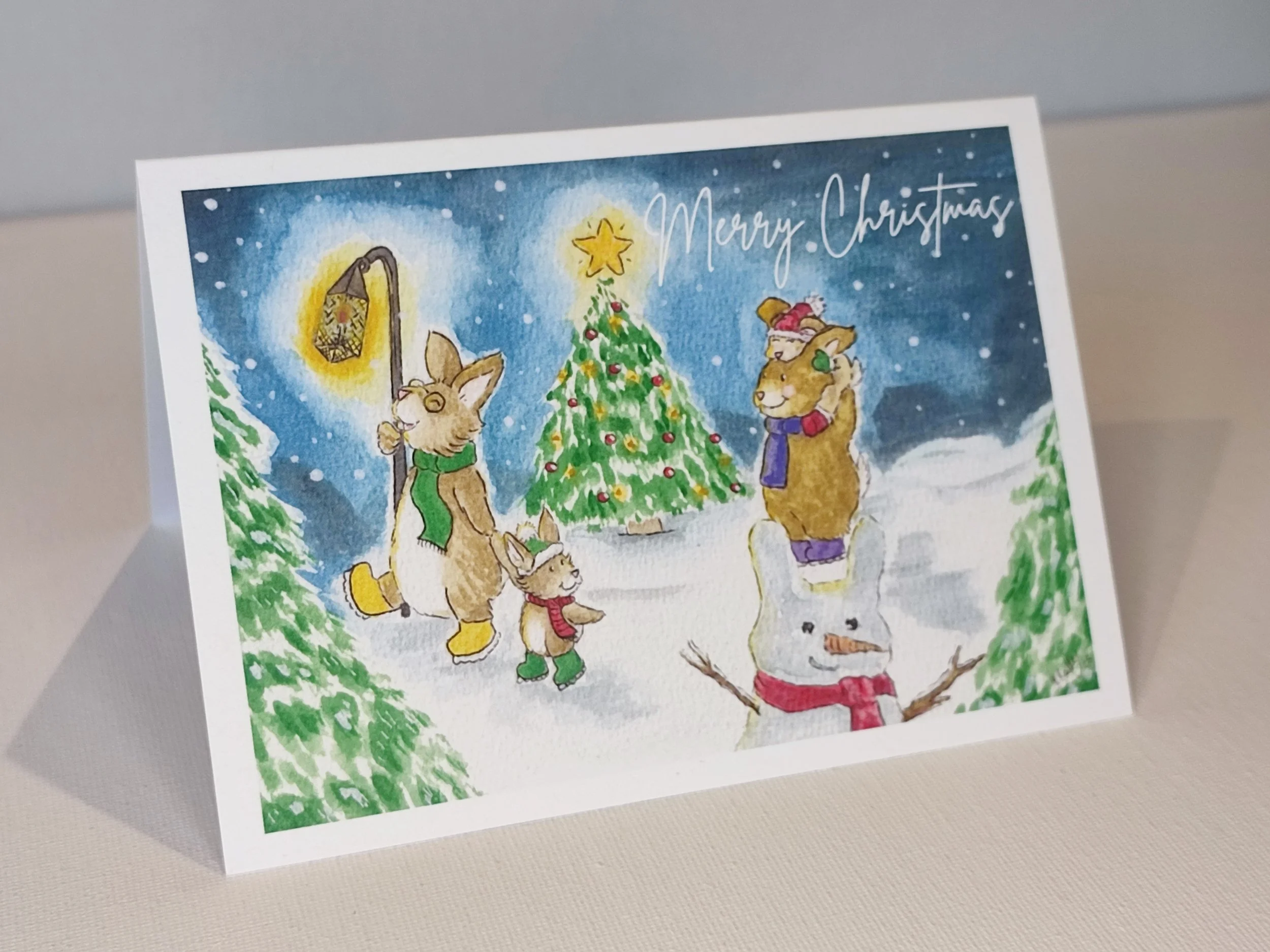 Snow Bunny Family Christmas Card 2025 (Multilingual)