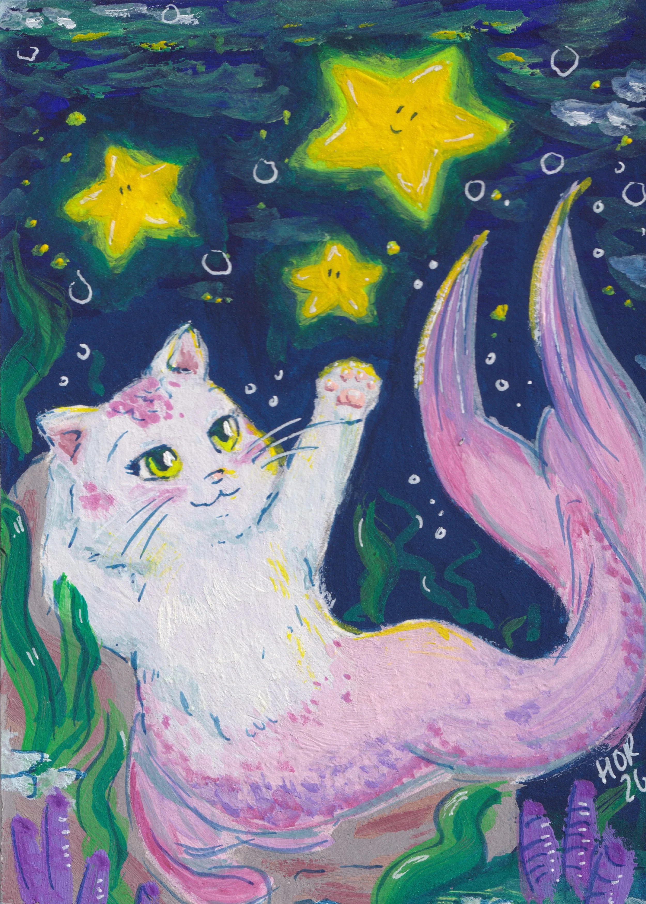 mermaid cat underwarter