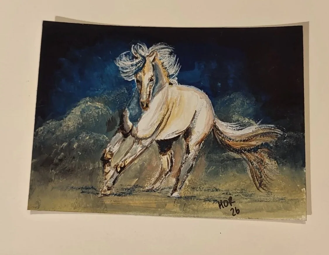 Gouache Horse Running abstract
