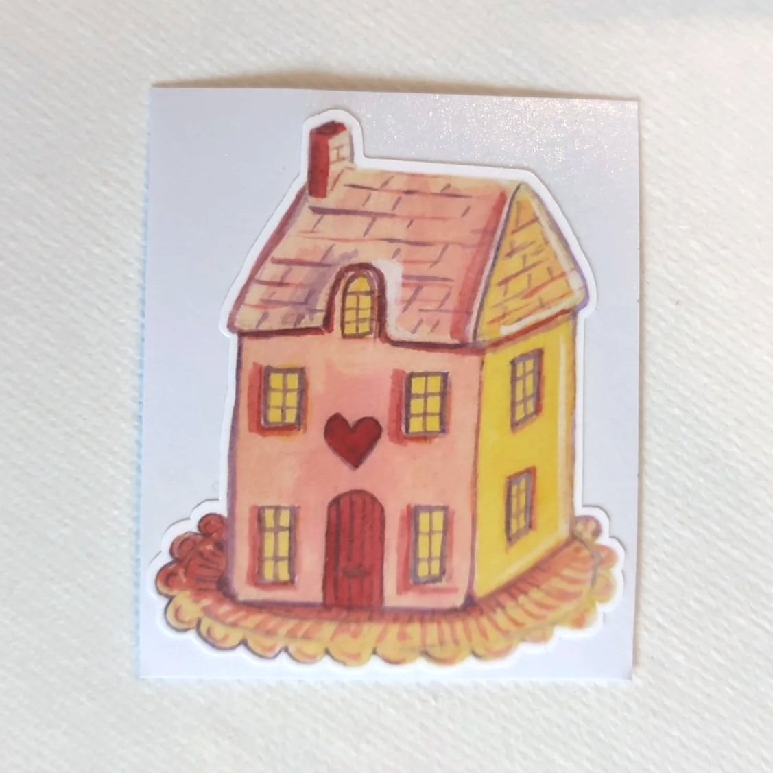 watercolour dollhouse die cut sticker