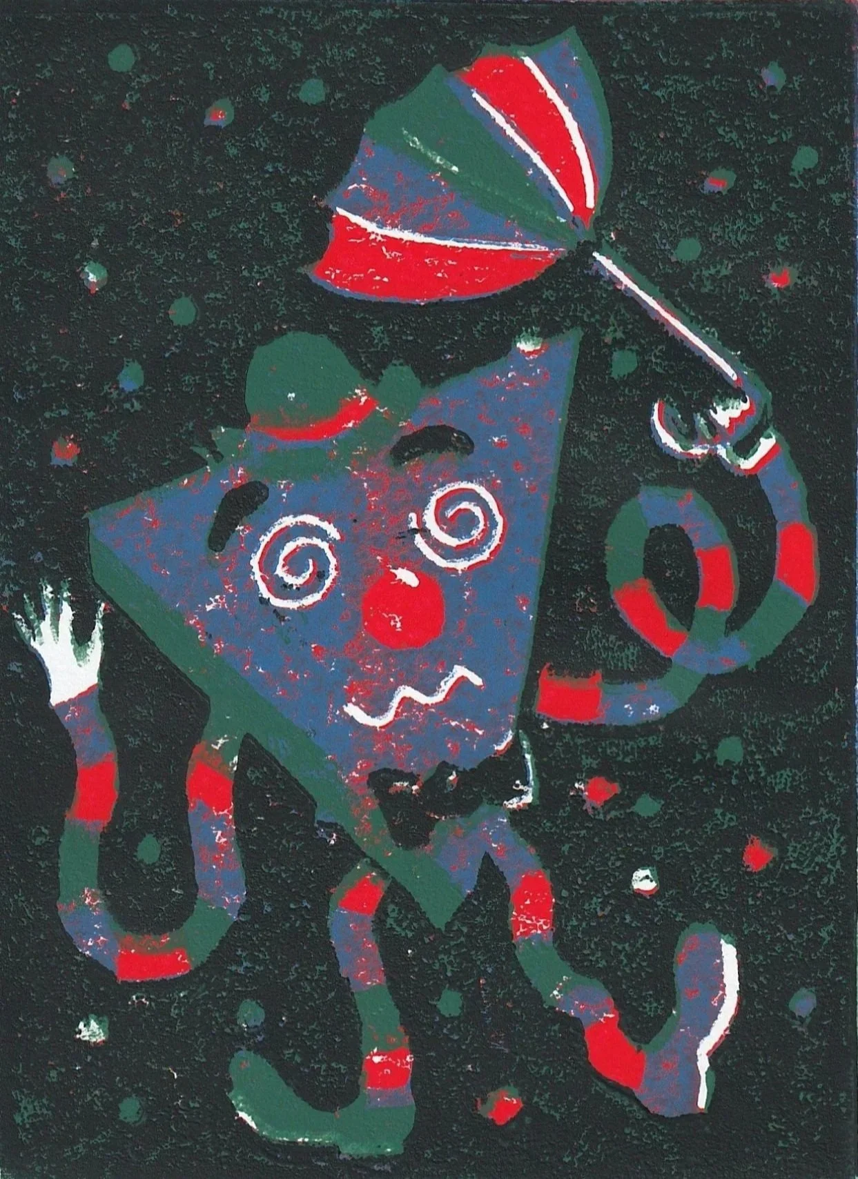 linoprint of wobbly