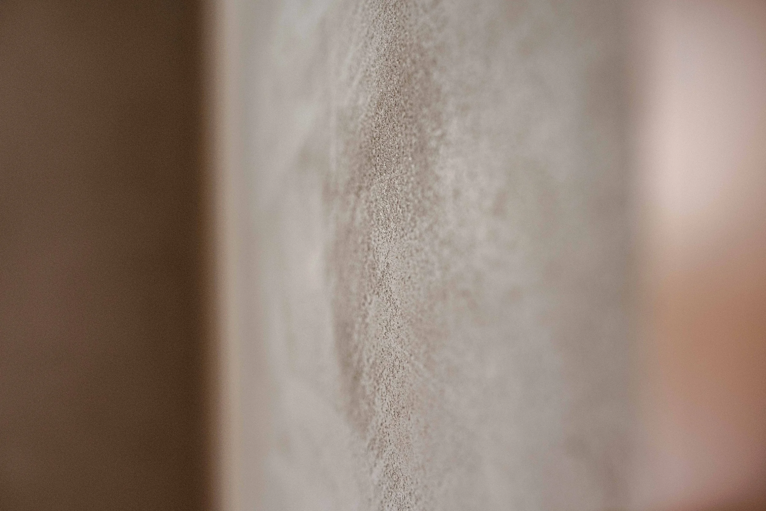 Close-up of a textured wall or surface with neutral colors.
