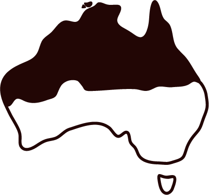 Outline map of Australia with a dark background.
